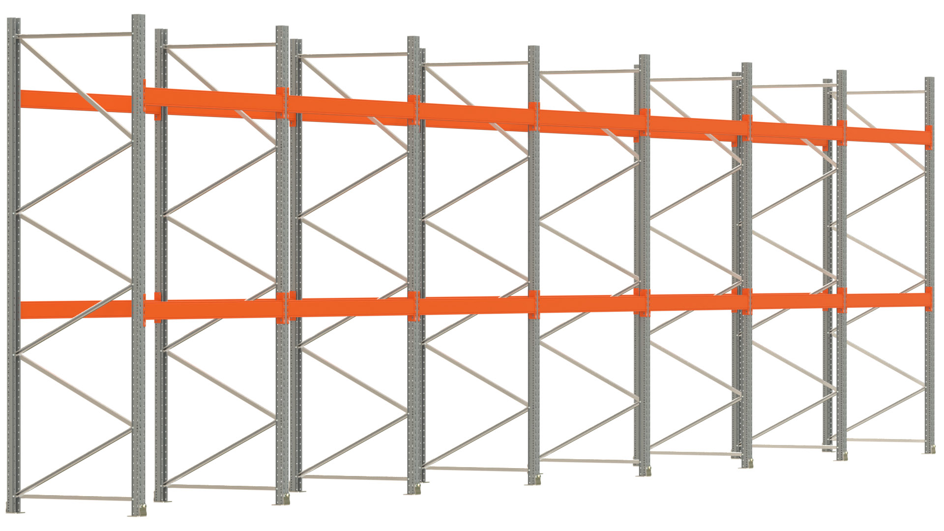 Palettenregal ARTUS - Breite 1398 cm - Höhe 350 cm - Tiefe 110 cm - Fachlast 2000 kg - 42 Palettenstellplätze