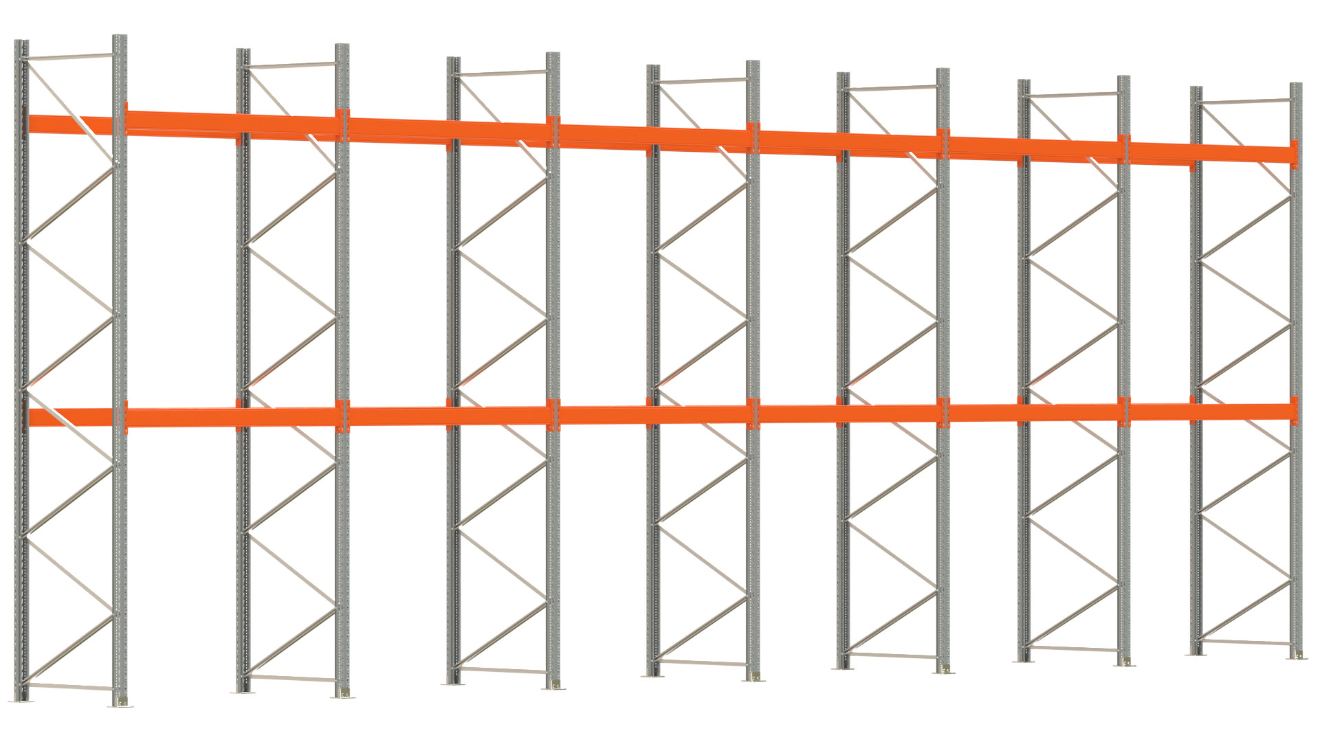Palettenregal ARTUS - Breite 1199,5 cm - Höhe 450 cm - Tiefe 110 cm - Fachlast 2000 kg - 36 Palettenstellplätze