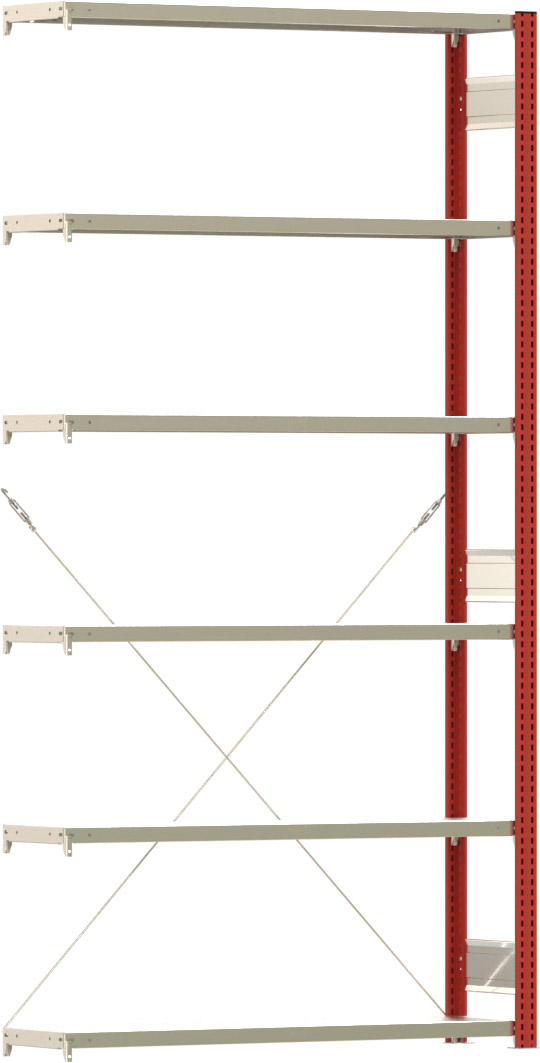 Fachbodenregal BERT - Breite: 128,5 cm - Tiefe: 30 cm - Höhe: 250 cm - 6 Böden - Anbauregal