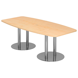 Konferenztisch, für 8 Personen, BxTxH 2200x830/1030x745 mm, Platte ahorn, Tellerfüße verchromt