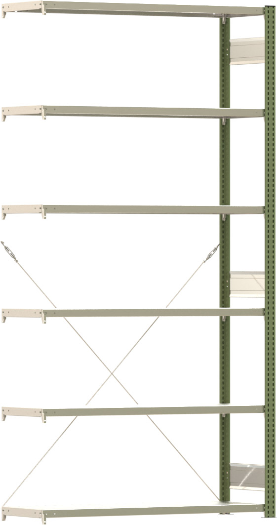 Fachbodenregal BERT - Breite: 128,5 cm - Tiefe: 40 cm - Höhe: 250 cm - 6 Böden - Anbauregal