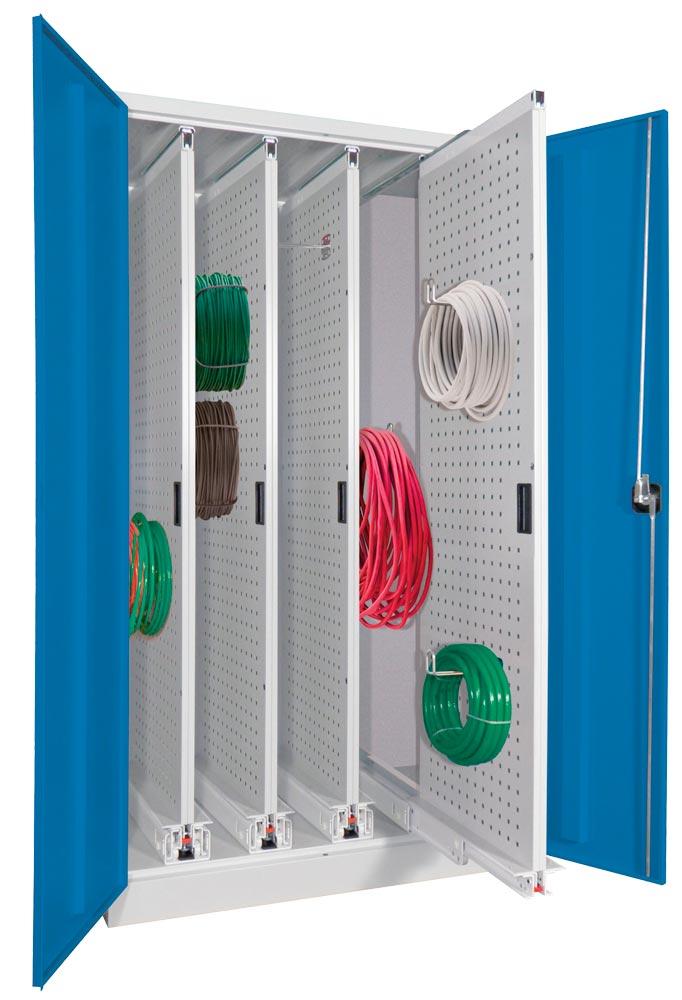 Vertikalauszugschrank, 4 Auszüge mit Lochplatten