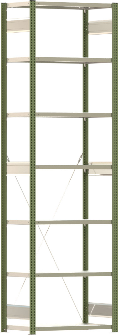 Fachbodenregal BERT - Breite: 87,5 cm - Tiefe: 50 cm - Höhe: 300 cm - 7 Böden - Grundregal