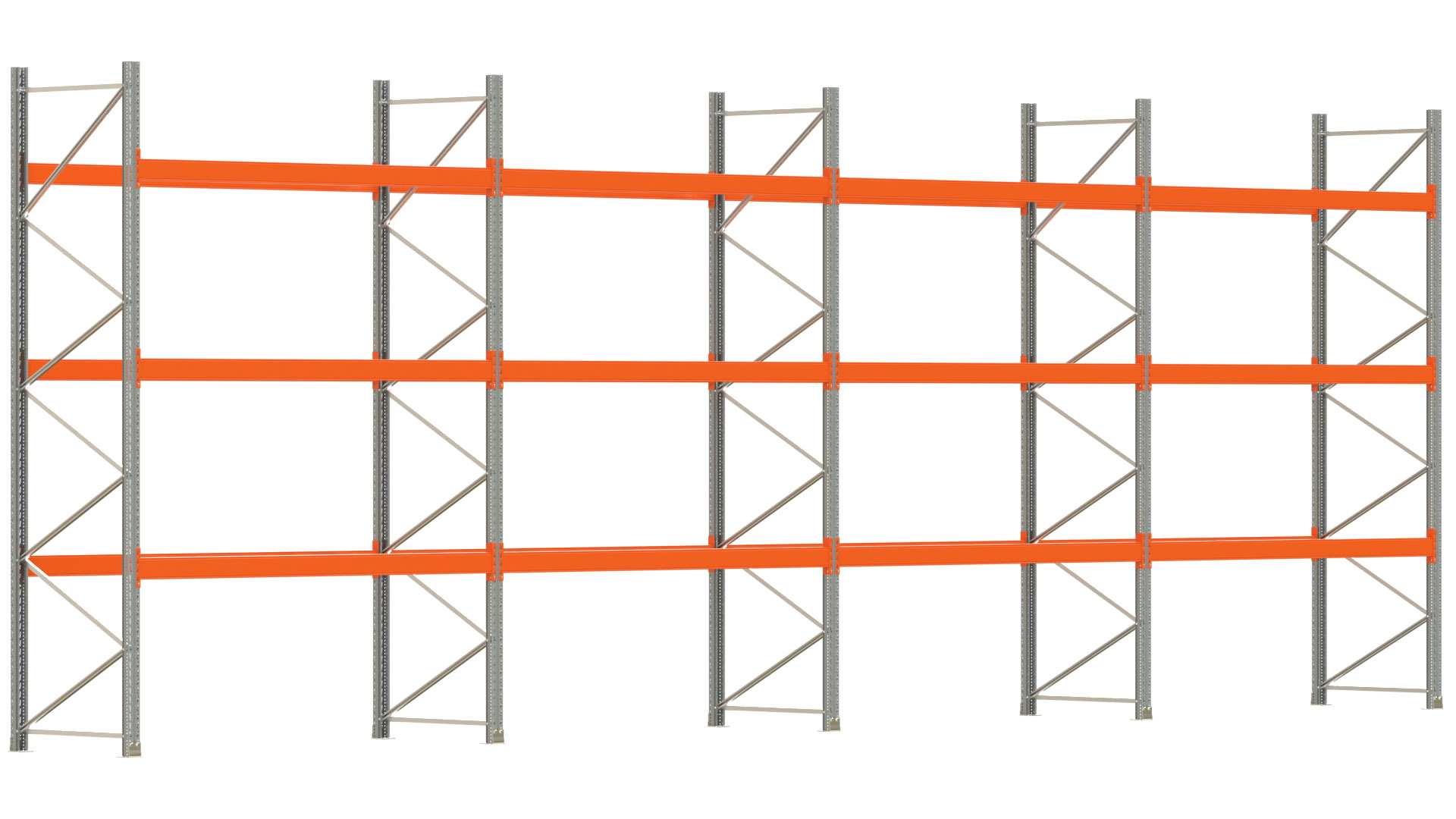 Palettenregal ARTUS - Breite 1122,5 cm - Höhe 400 cm - Tiefe 110 cm - Fachlast 2910 kg - 48 Palettenstellplätze