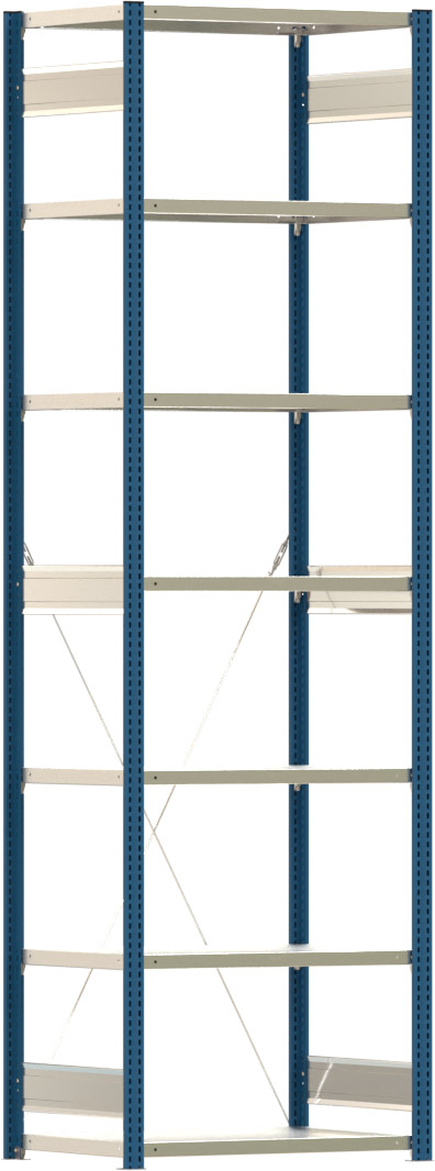 Fachbodenregal BERT - Breite: 87,5 cm - Tiefe: 60 cm - Höhe: 300 cm - 7 Böden - Grundregal