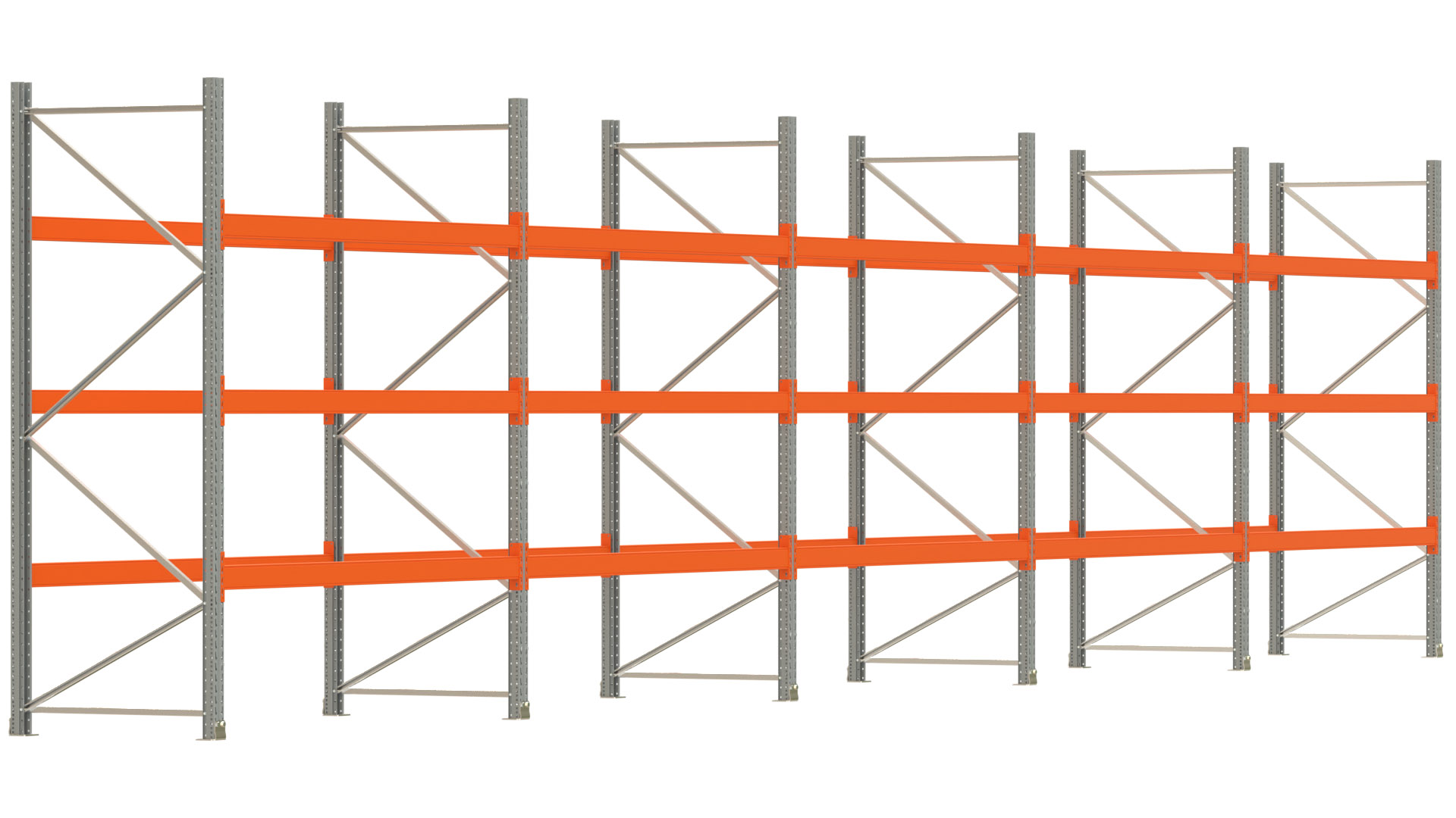 Palettenregal ARTUS - Breite 1401 cm - Höhe 300 cm - Tiefe 110 cm - Fachlast 2000 kg - 60 Palettenstellplätze