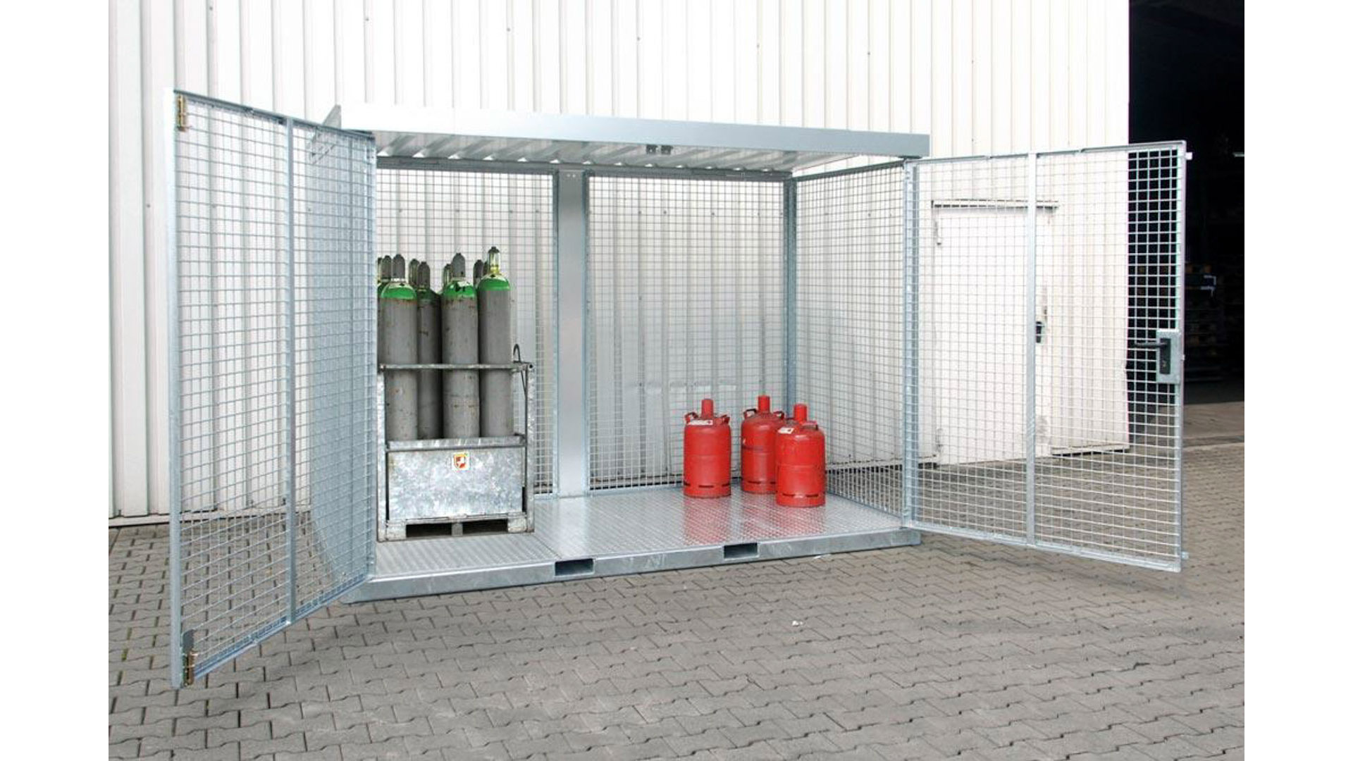 Gasflaschencontainer, Gasflaschenlager mit Dach