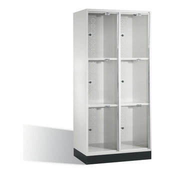 Fächerschrank mit Türen aus Acrylglas, Breite 82 cm, Höhe 175 cm, Tiefe 50 cm, 2x3 Fächer