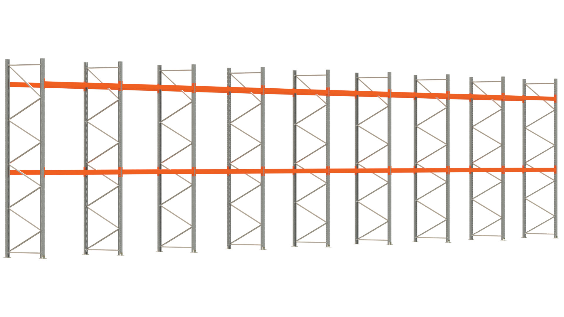 Palettenregal ARTUS - Breite 2236,5 cm - Höhe 450 cm - Tiefe 110 cm - Fachlast 2000 kg - 72 Palettenstellplätze