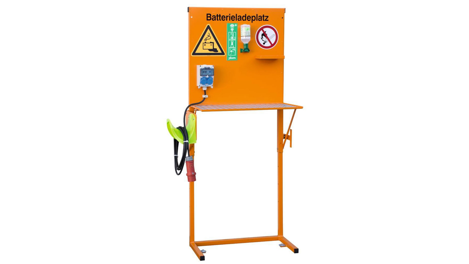 Batterieladeplatz, BxTxH 915x445x1945 mm, OHNE CEEform-Steckdose, RAL 2000 orange