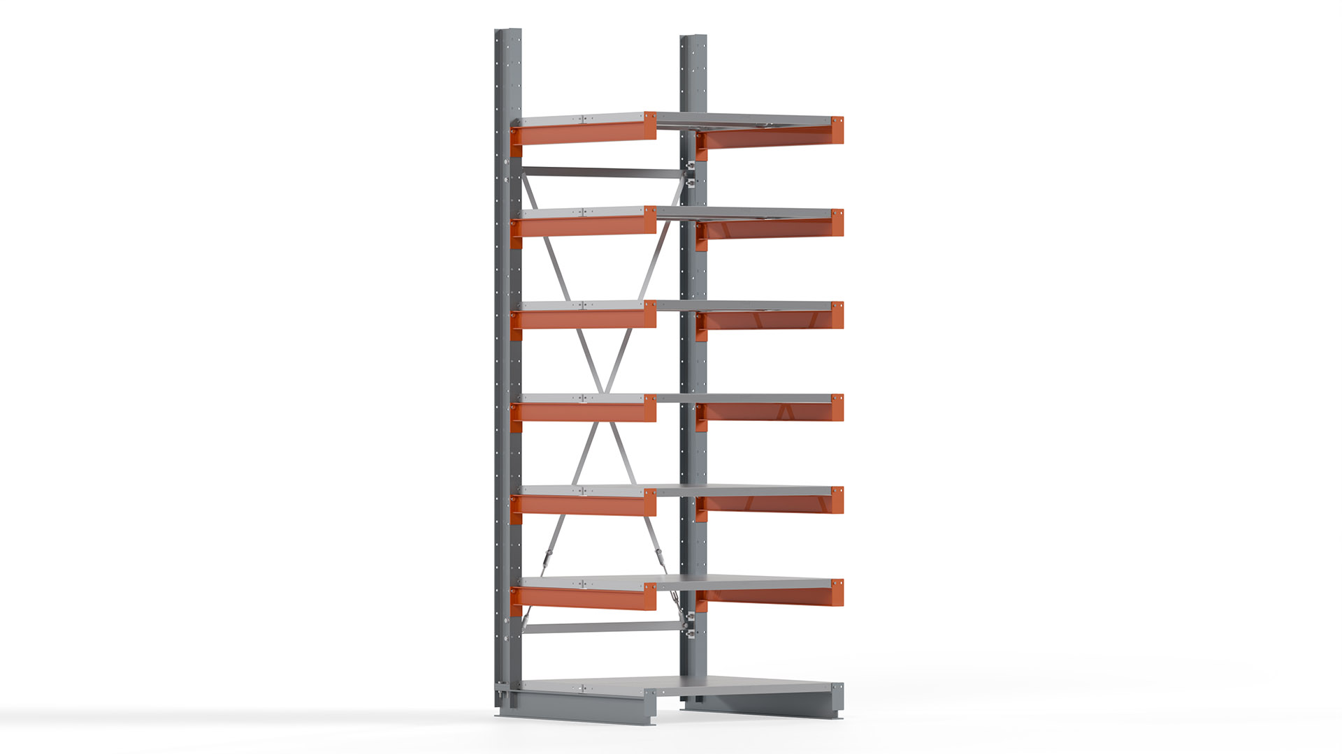 Kragarmregal KARL basic - lackiert - Breite: 100 cm - Höhe: 300 cm - Tiefe: 100 cm - Traglast je Kragarm: 450 kg - einseitig