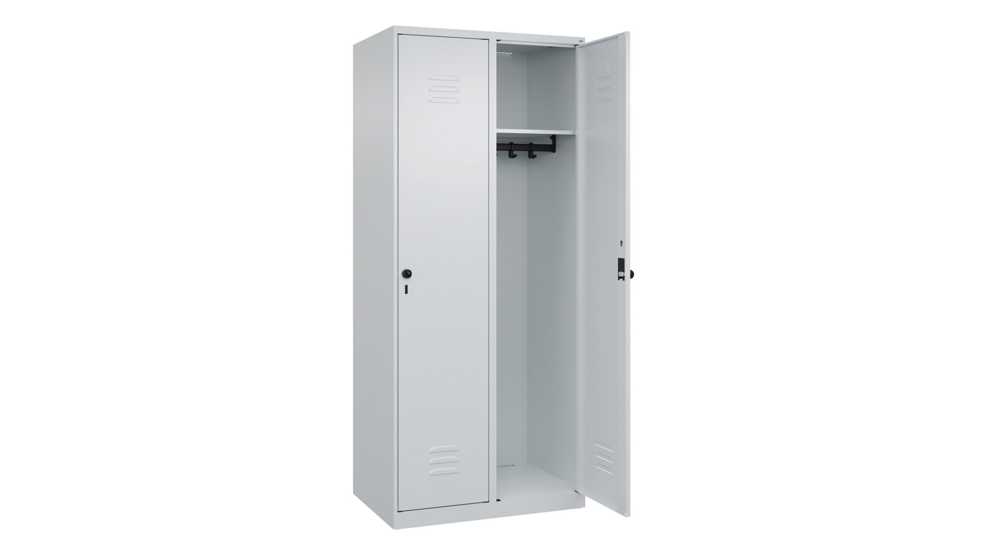 Spind - Garderobenschrank, Breite 80 cm, Höhe 185 cm, Tiefe 50 cm, 2 Abteile