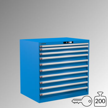 Lista Schubladenschrank - 14.514.010 - 1.000x1.023x725 mm (HxBxT) - 10 Schubladen - 200 kg - Key Lock - lichtblau (RAL 5012)