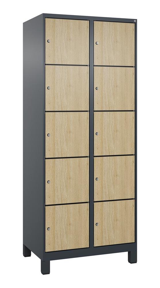 Fächerschrank mit MDF Türen, Breite 80 cm, Höhe 195 cm, Tiefe 50 cm, 10 Fächer