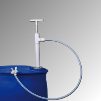 Fasspumpe mit Auslaufschlauch und Absperrhahn, PTFE - Tauchtiefe 950 mm - hohe chemische Beständigkeit - für Kanister, Fässer und Tanks