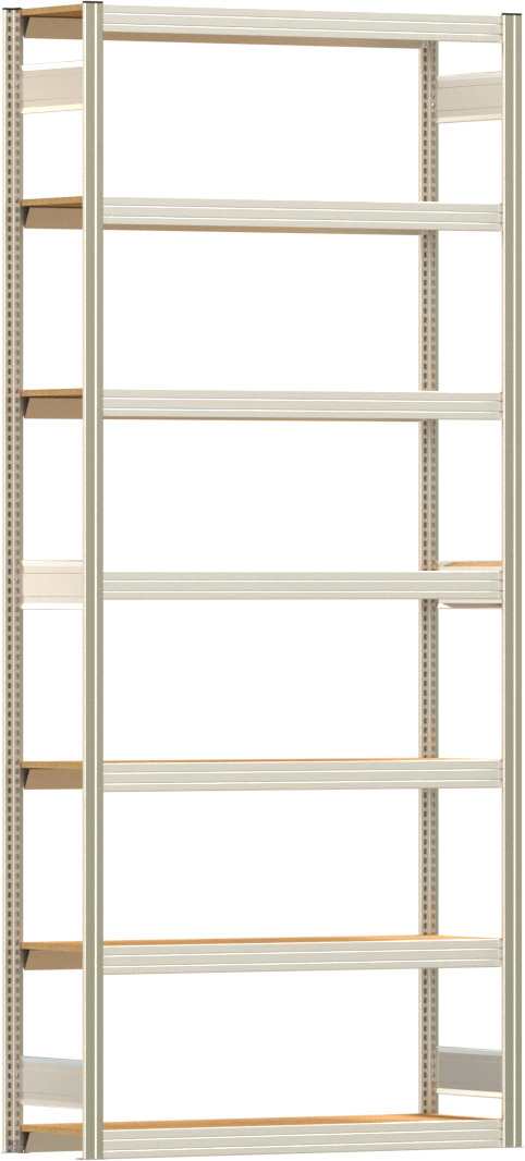 Fachbodenregal BERT - Breite: 128,5 cm - Tiefe: 40 cm - Höhe: 300 cm - 7 Böden - Grundregal