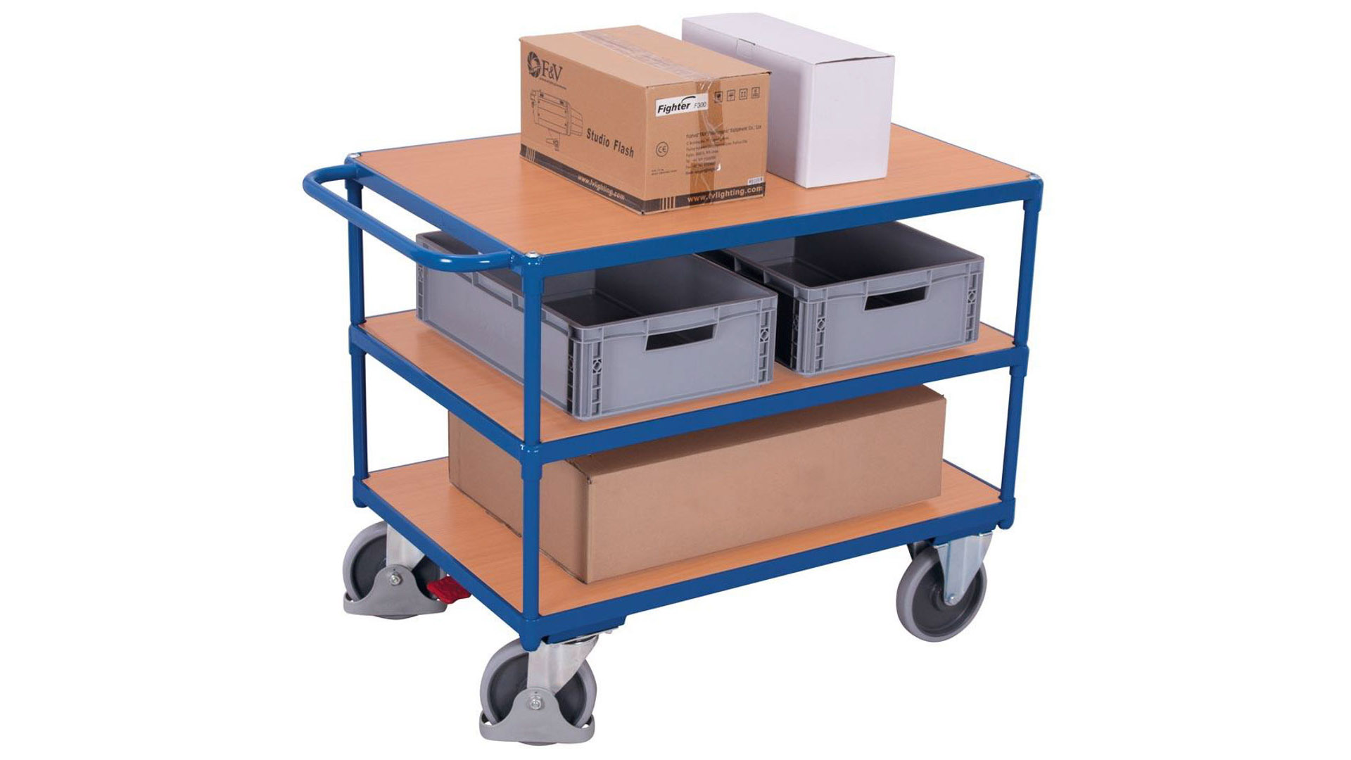 Schwerlast Tischwagen - 3 Etagen - Traglast 500 kg - Ladefläche 700 x 1.000 mm (BxT)