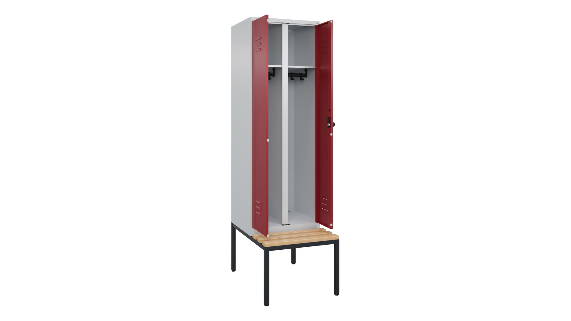 Spind - Garderobenschrank, Breite 60 cm, Höhe 212 cm, Tiefe 50 cm, 2 Abteile