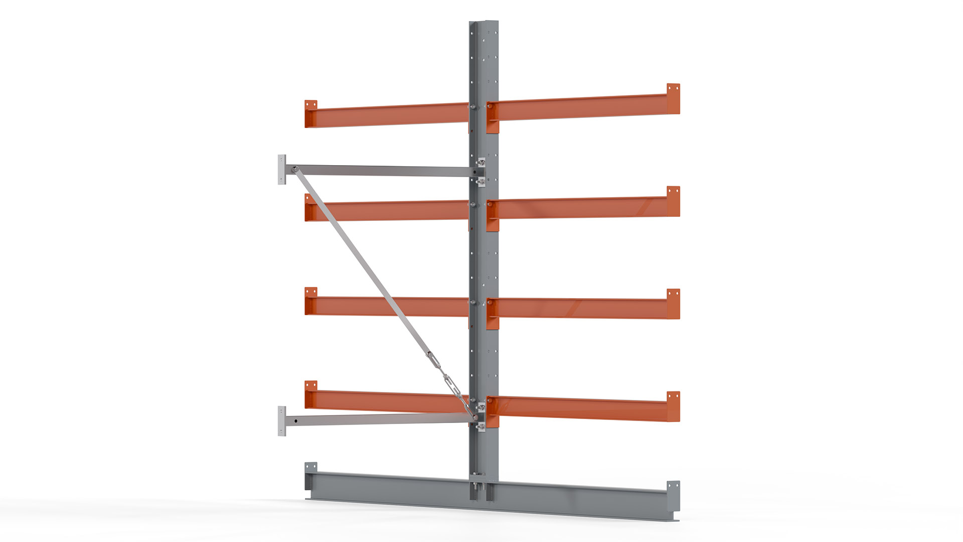 Kragarmregal KARL basic - Anbaufeld - Breite: 100 cm - Höhe: 200 cm - Tiefe: 252 cm - Traglast je Arm: 370 kg - doppelseitig