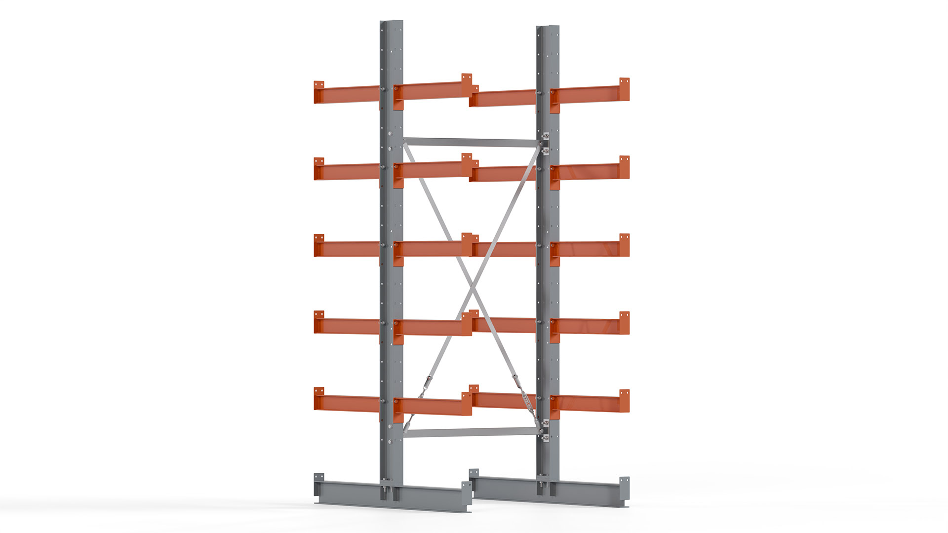 Kragarmregal KARL basic - lackiert - Breite: 100 cm - Höhe: 250 cm - Tiefe: 60 cm - Traglast je Kragarm: 730 kg - beidseitig