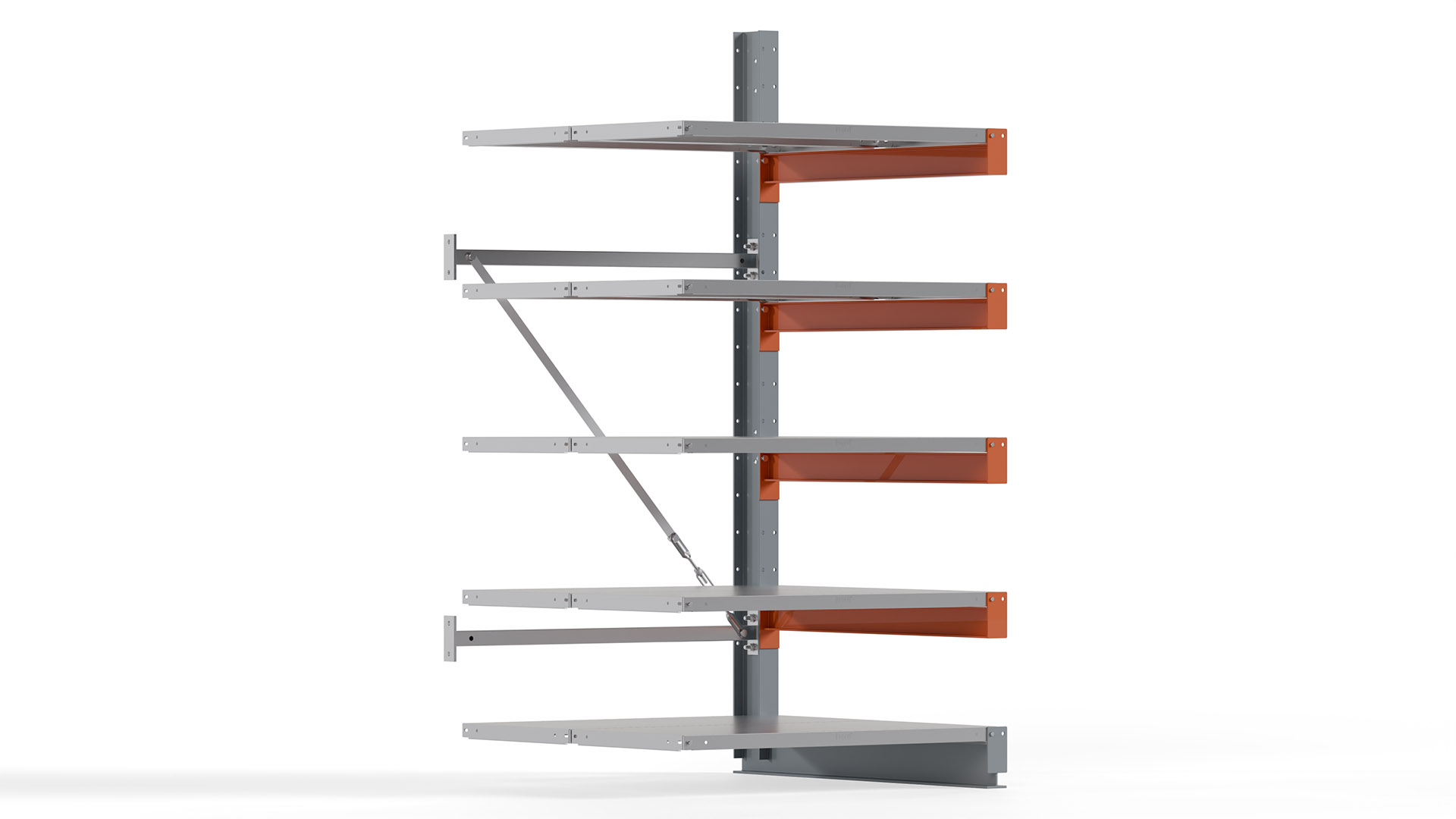 Kragarmregal KARL basic - Anbaufeld - Breite: 100 cm - Höhe: 200 cm - Tiefe: 112 cm - Traglast je Arm: 450 kg - einseitig