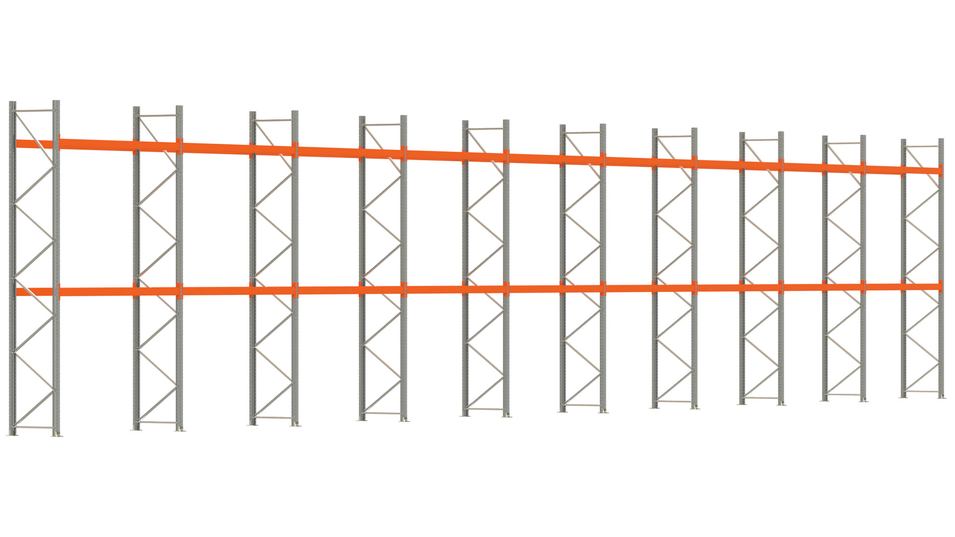 Palettenregal ARTUS - Breite 2515 cm - Höhe 450 cm - Tiefe 80 cm - Fachlast 2000 kg - 54 Palettenstellplätze