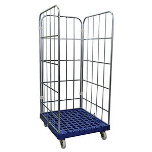 Rollbox, 3-seitig, Nutzhöhe 1460 mm, BxTxH 810x720x1640 mm, Bodenplatte aus HDPE, RAL 5010 enzianblau