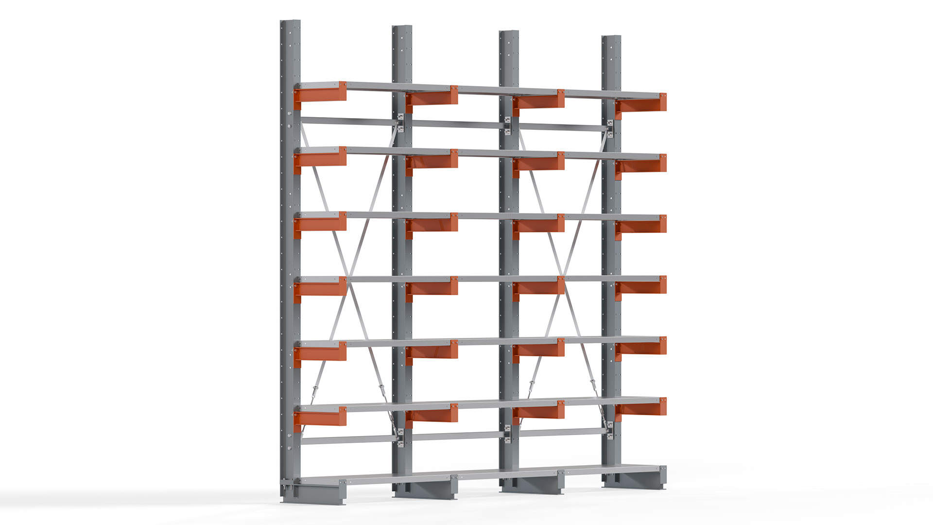 Kragarmregal KARL basic - lackiert - Breite: 300 cm - Höhe: 300 cm - Tiefe: 40 cm - Traglast je Kragarm: 1100 kg - einseitig