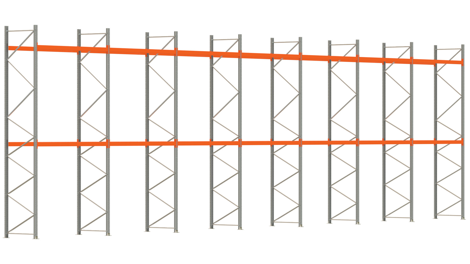 Palettenregal ARTUS - Breite 1958 cm - Höhe 550 cm - Tiefe 110 cm - Fachlast 2000 kg - 63 Palettenstellplätze