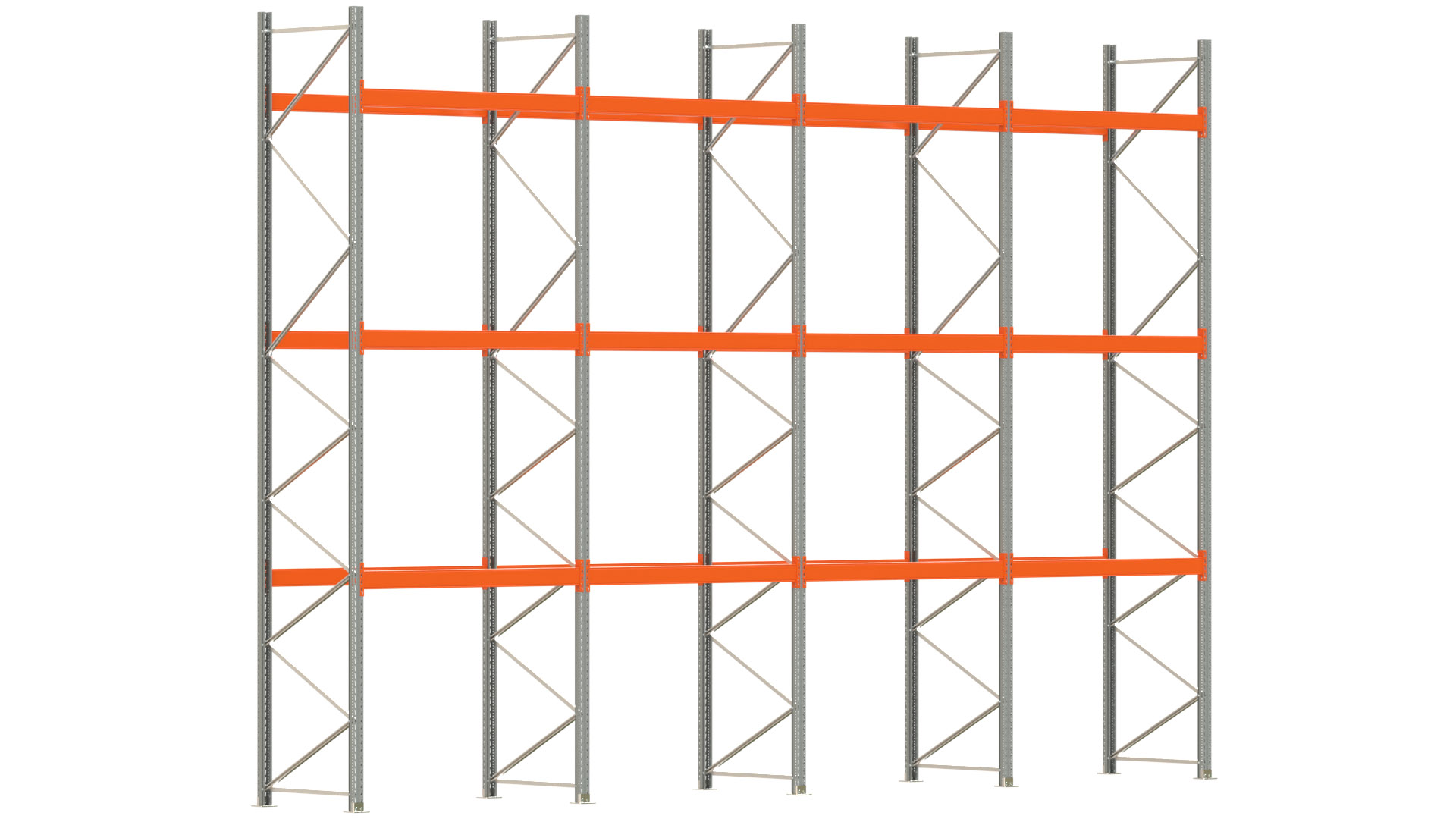 Palettenregal ARTUS - Breite 802,5 cm - Höhe 550 cm - Tiefe 110 cm - Fachlast 3000 kg - 32 Palettenstellplätze