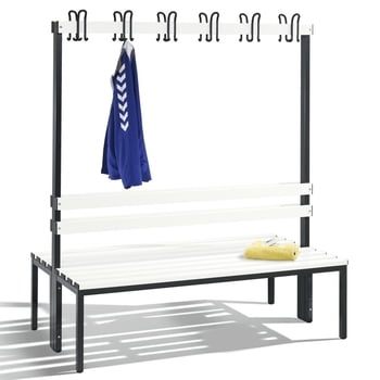 C+P Sitzbank für Umkleide und Garderobe, Breite 150 cm, Höhe 165 cm, Tiefe 75,6 cm