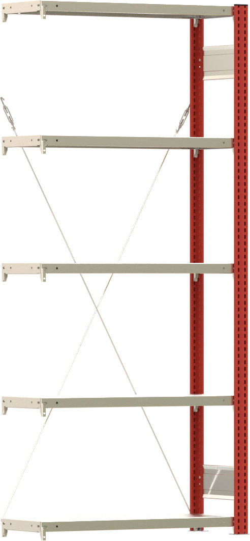 Fachbodenregal BERT - Breite: 87,5 cm - Tiefe: 30 cm - Höhe: 200 cm - 5 Böden - Anbauregal