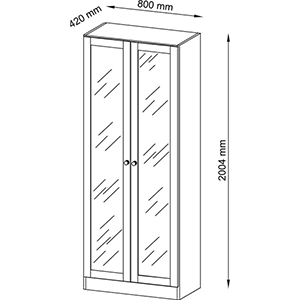 Aktenschrank, Büroschrank mit Flügeltüren und Glasscheiben