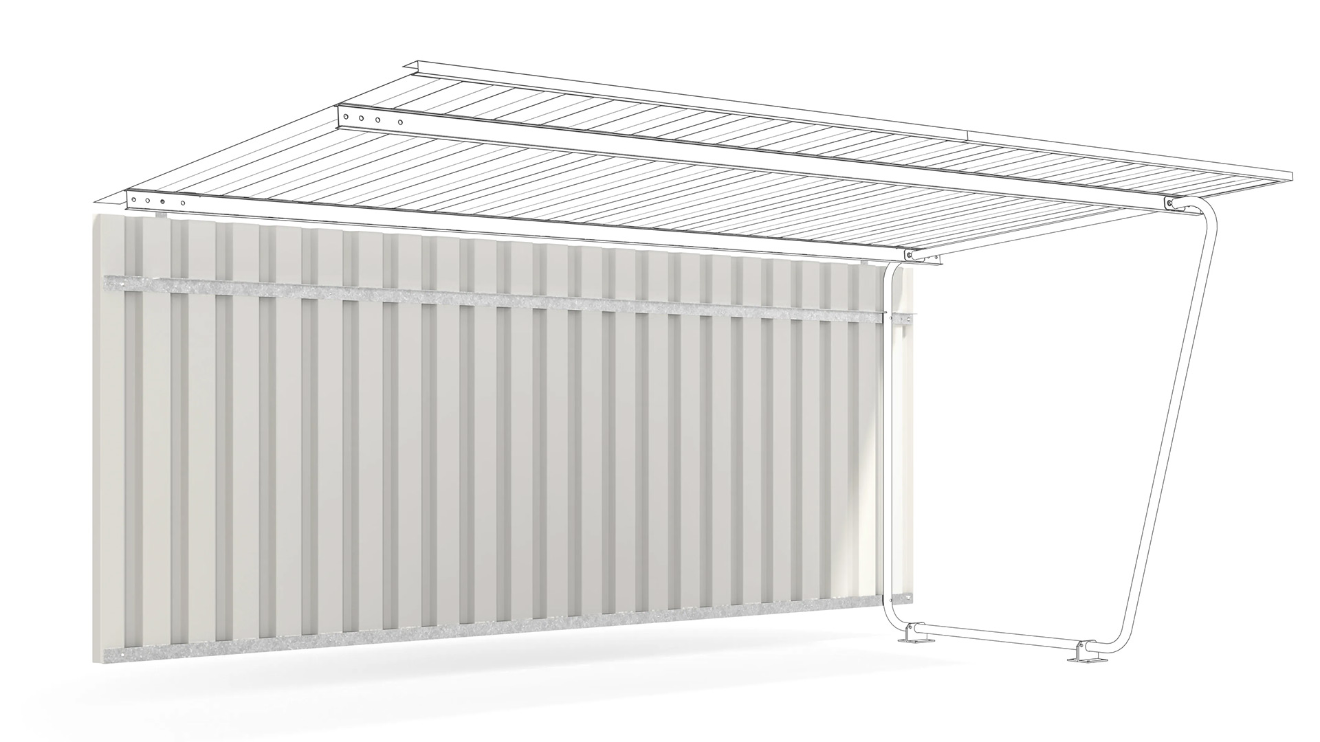 Rückwand für Fahrradunterstand, Überdachung zu Modell Siegen, einseitig, Profilblech RAL 9002