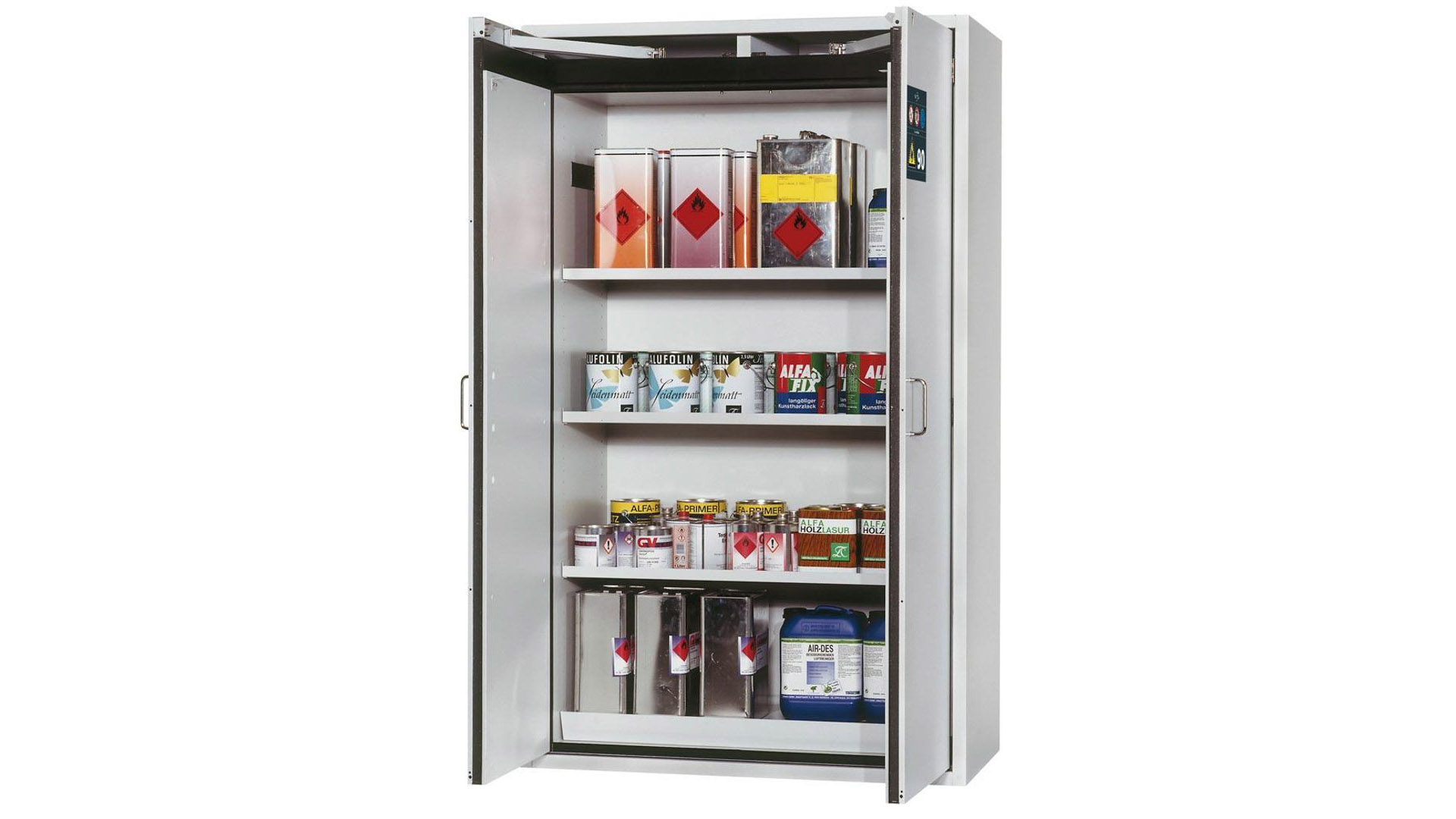 Gefahrstoffschrank Typ 90 mit Türfeststellanlage