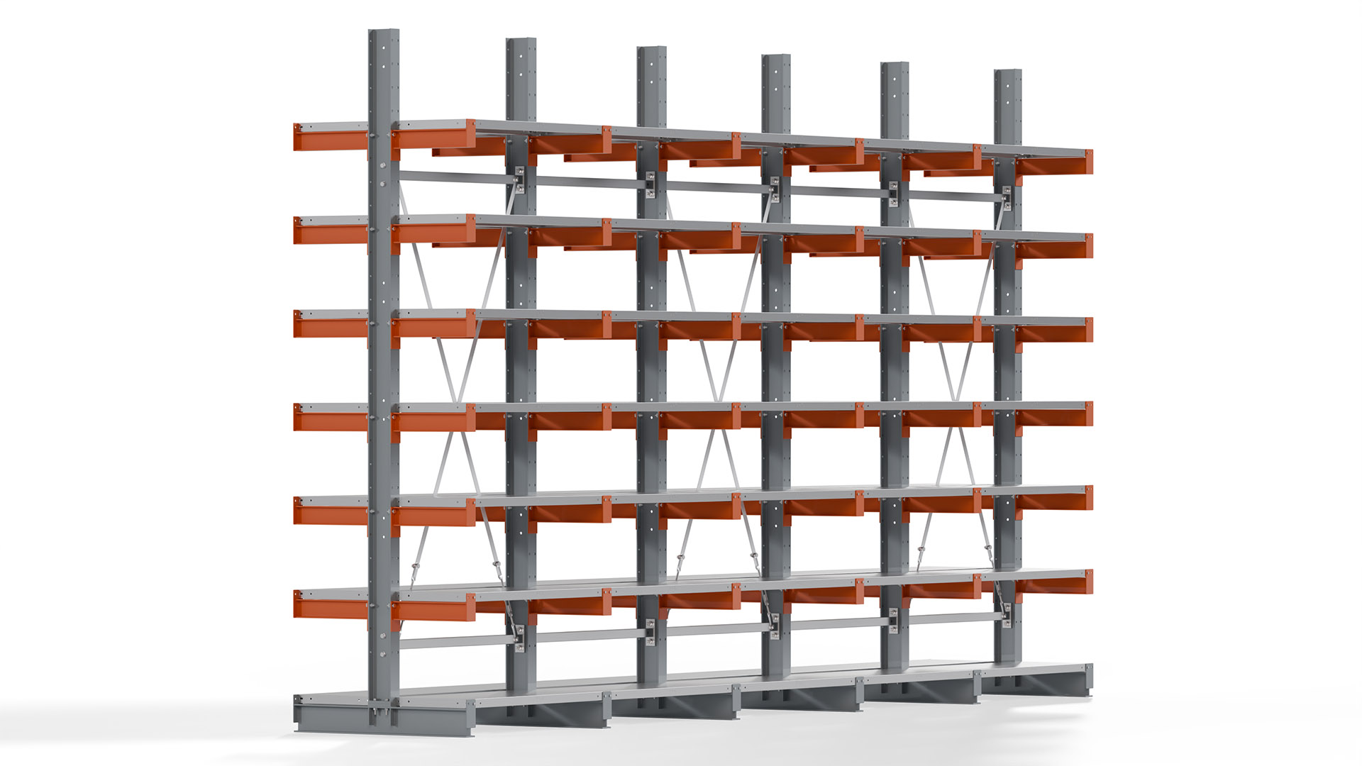 Kragarmregal KARL basic - lackiert - Breite: 500 cm - Höhe: 300 cm - Tiefe: 40 cm - Traglast je Kragarm: 1100 kg - beidseitig