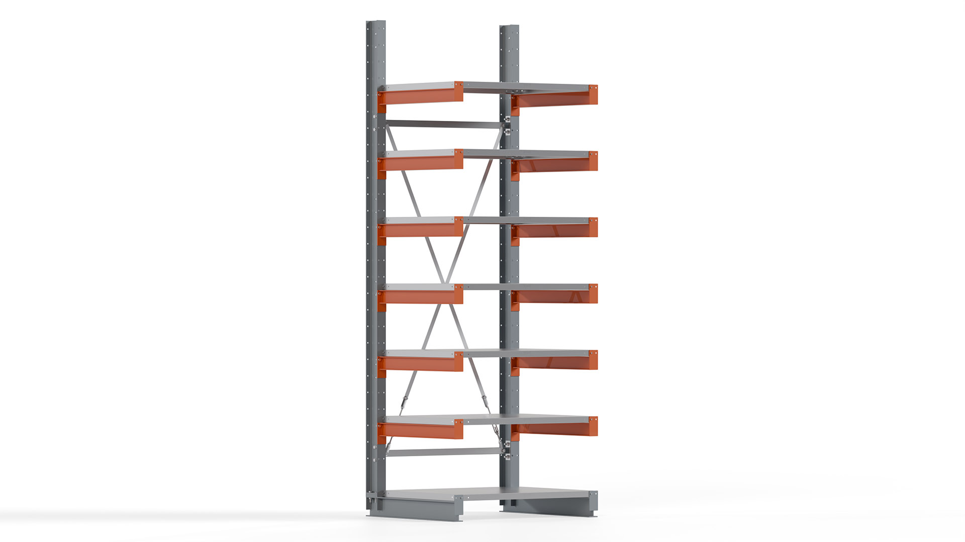 Kragarmregal KARL basic - lackiert - Breite: 100 cm - Höhe: 300 cm - Tiefe: 80 cm - Traglast je Kragarm: 550 kg - einseitig