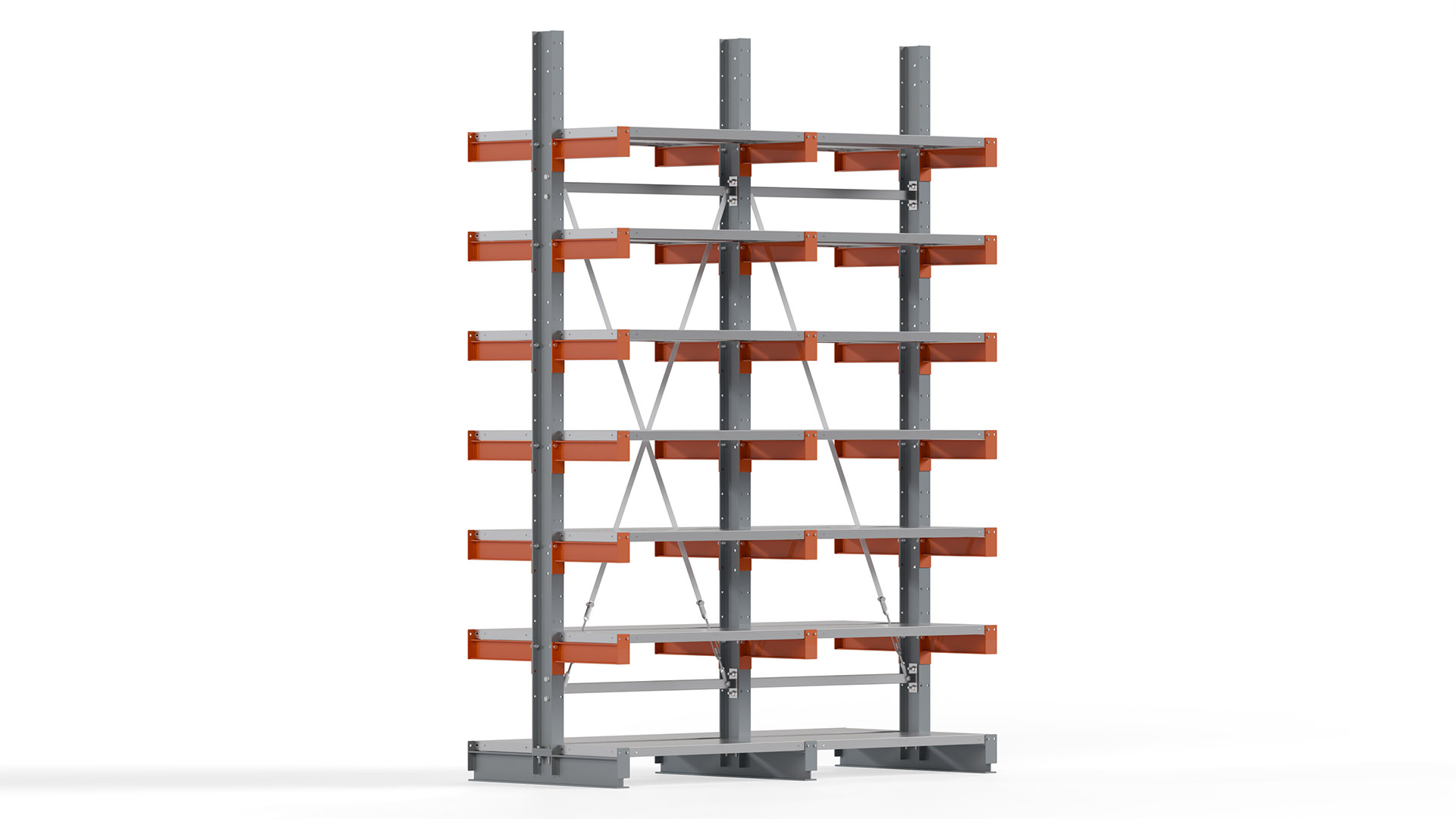 Kragarmregal KARL basic - lackiert - Breite: 200 cm - Höhe: 300 cm - Tiefe: 40 cm - Traglast je Kragarm: 1100 kg - beidseitig