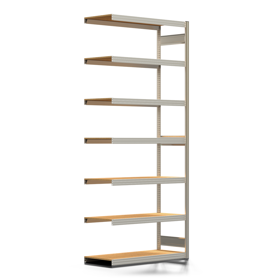 Fachbodenregal BERT - Breite: 128,5 cm - Tiefe: 50 cm - Höhe: 300 cm - 7 Böden - Anbauregal