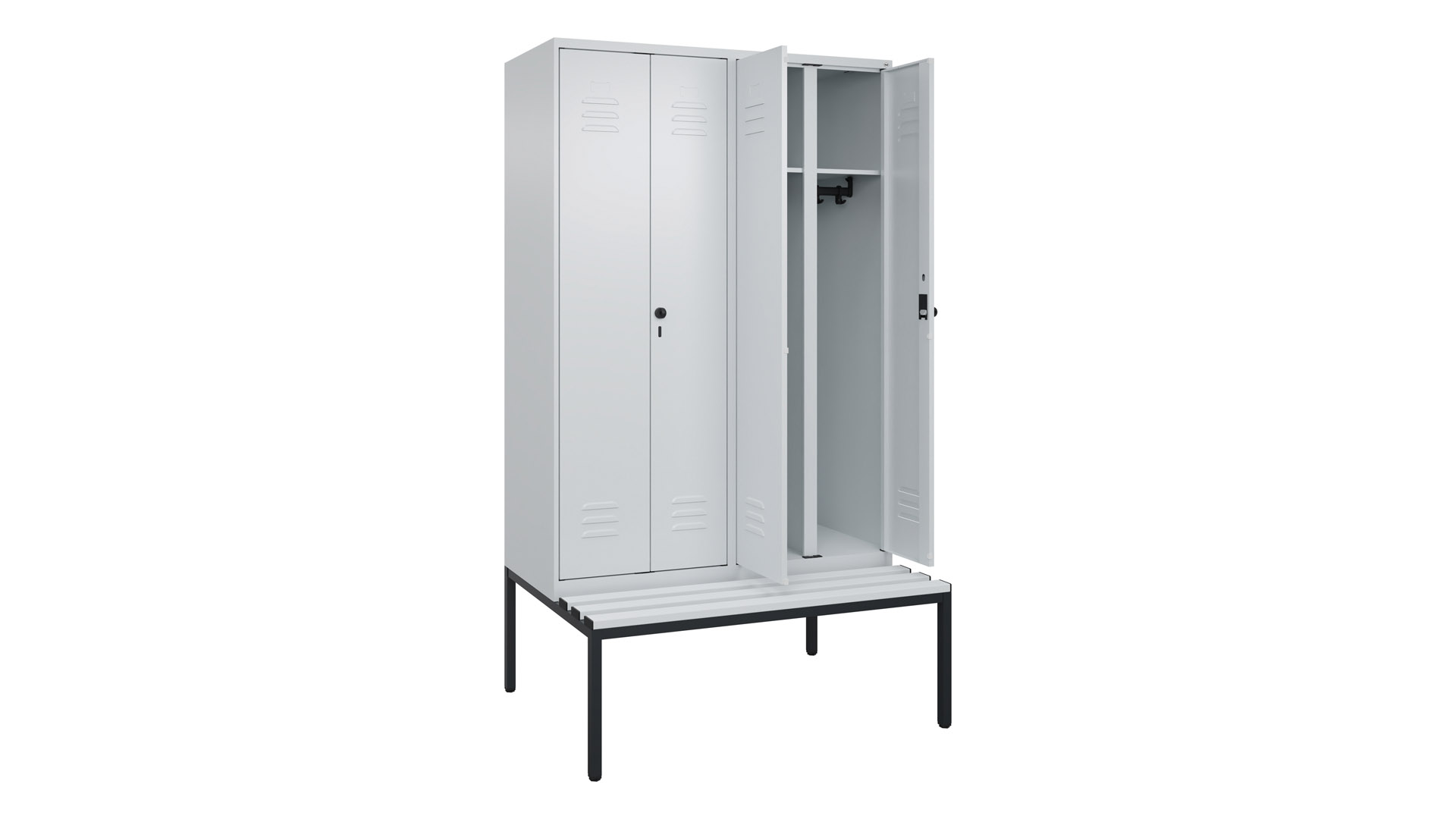 Spind - Garderobenschrank, Breite 120 cm, Höhe 212 cm, Tiefe 50 cm, 4 Abteile