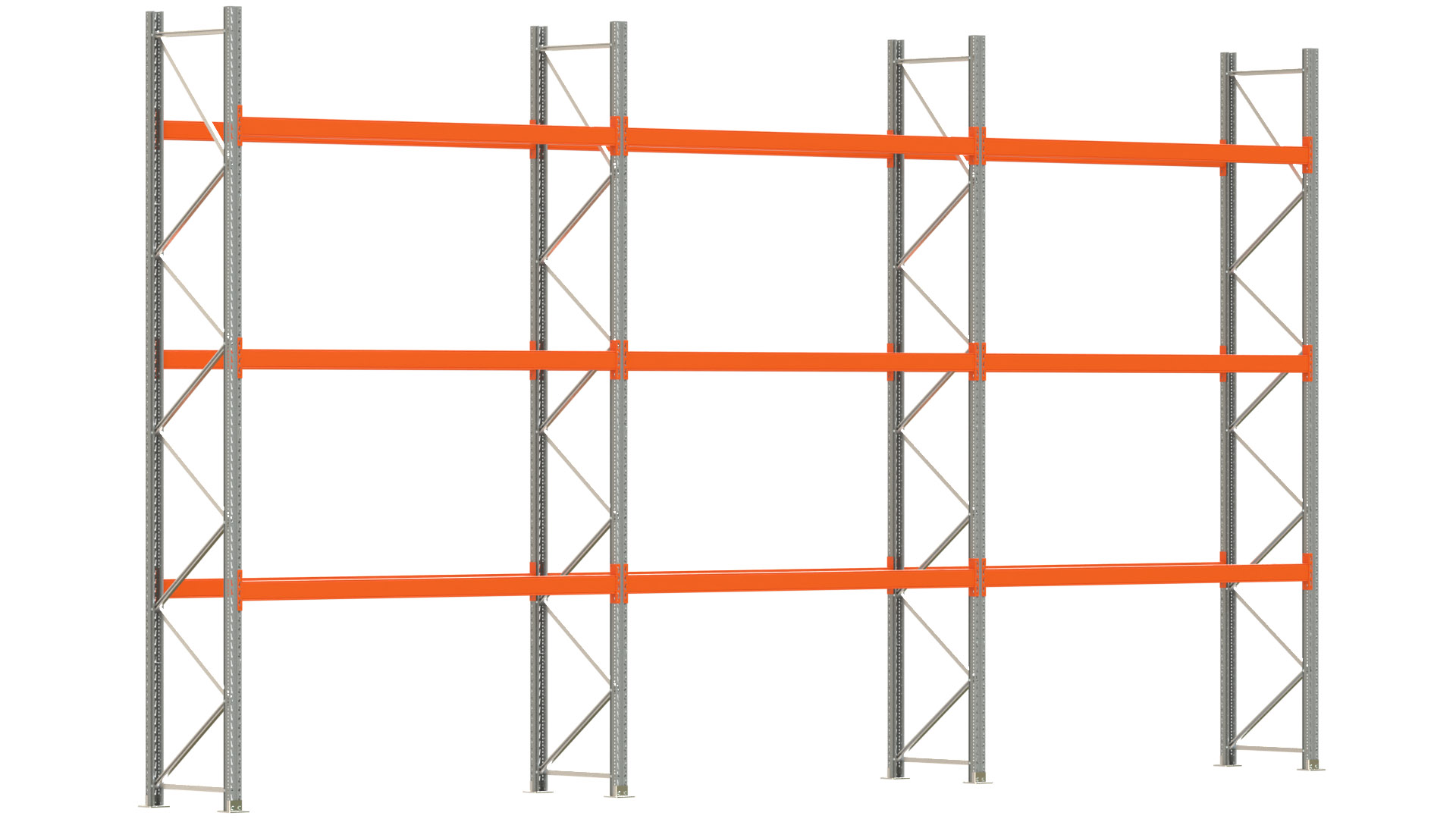 Palettenregal ARTUS - Breite 844 cm - Höhe 450 cm - Tiefe 80 cm - Fachlast 2000 kg - 24 Palettenstellplätze