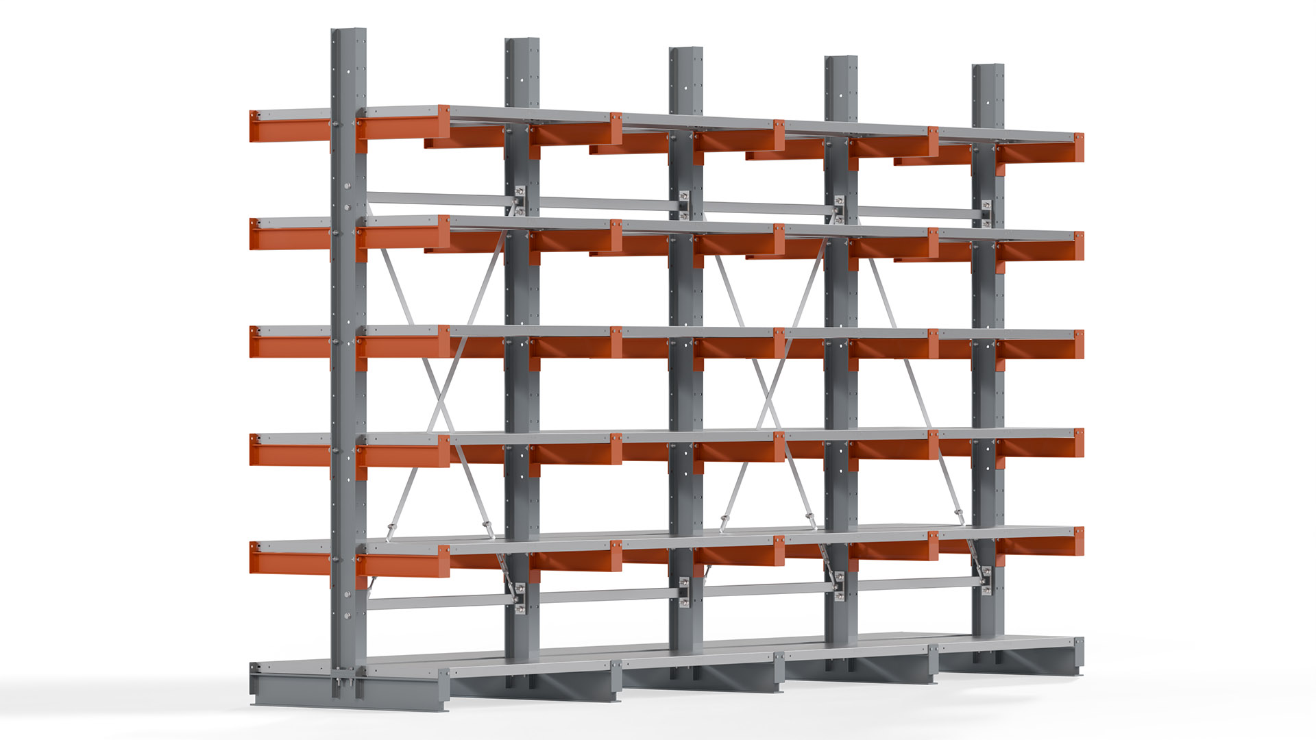 Kragarmregal KARL basic - lackiert - Breite: 400 cm - Höhe: 250 cm - Tiefe: 40 cm - Traglast je Kragarm: 1100 kg - beidseitig