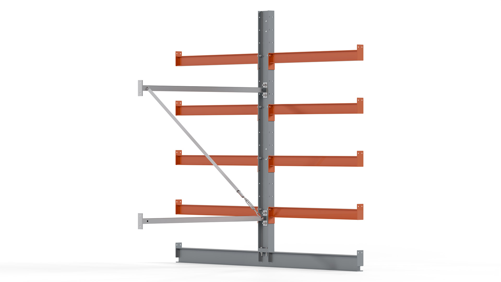 Kragarmregal KARL basic - Anbaufeld - Breite: 100 cm - Höhe: 200 cm - Tiefe: 212 cm - Traglast je Arm: 450 kg - doppelseitig