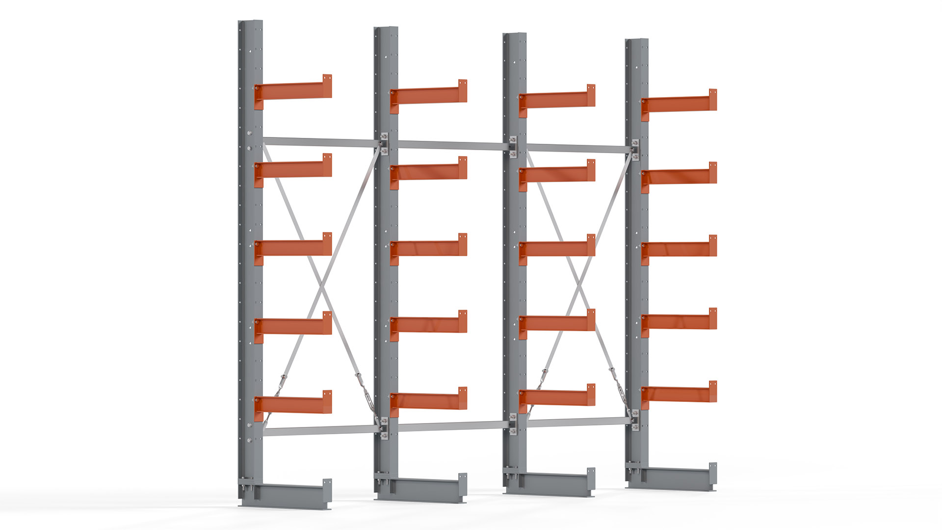 Kragarmregal KARL basic - lackiert - Breite: 300 cm - Höhe: 250 cm - Tiefe: 50 cm - Traglast je Kragarm: 870 kg - einseitig