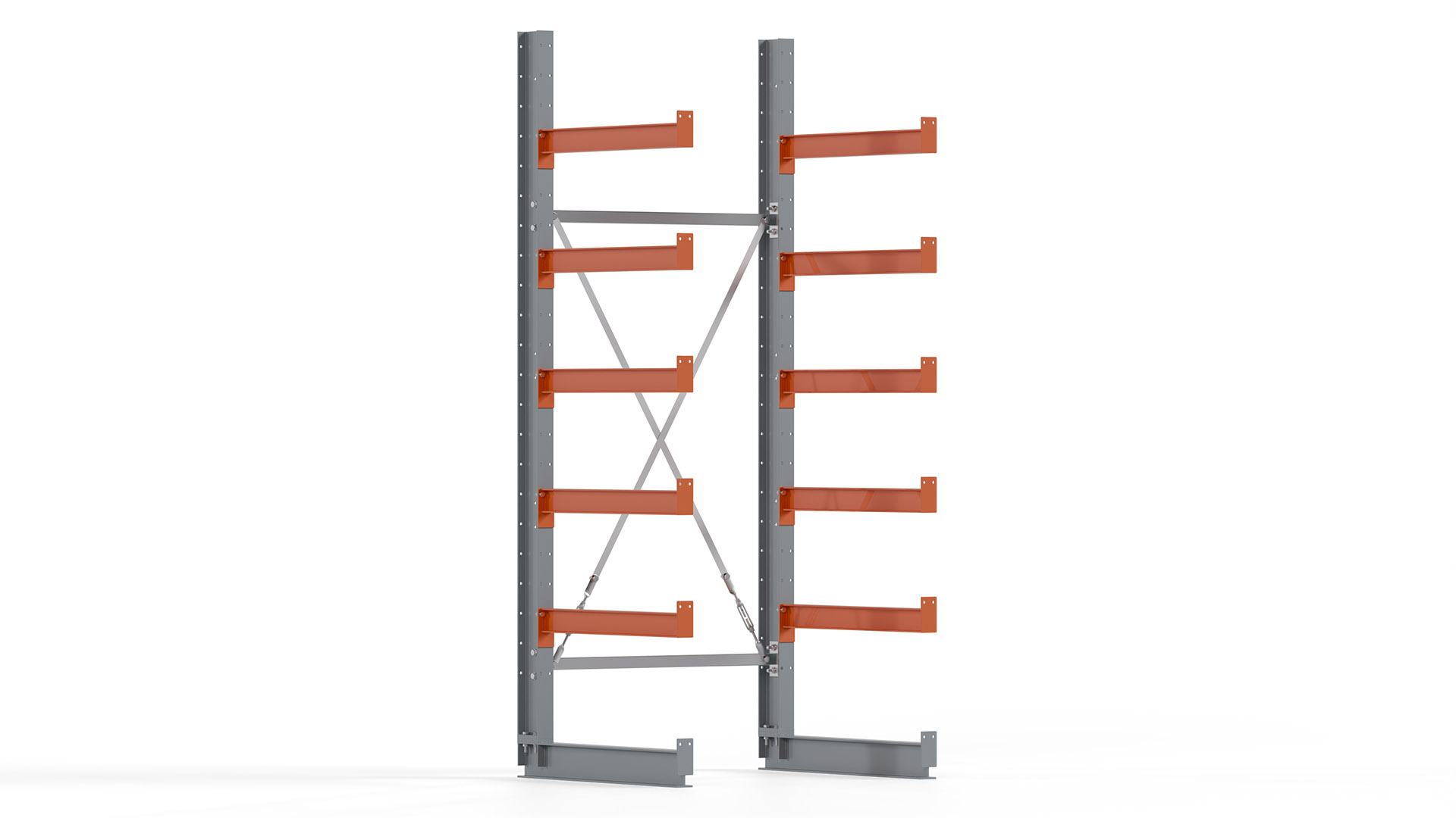Kragarmregal KARL basic - lackiert - Breite: 100 cm - Höhe: 250 cm - Tiefe: 80 cm - Traglast je Kragarm: 550 kg - einseitig