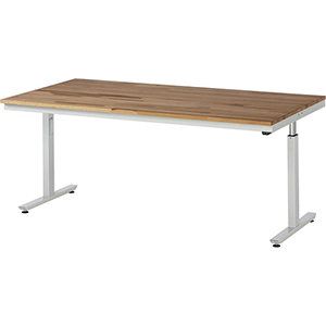 Elektrisch höhenverstellbarer Arbeitstisch, Breite 200 cm, Tiefe 100 cm, Höhe 112 cm,  Schublade(n), Platte: Buche-Riegel
