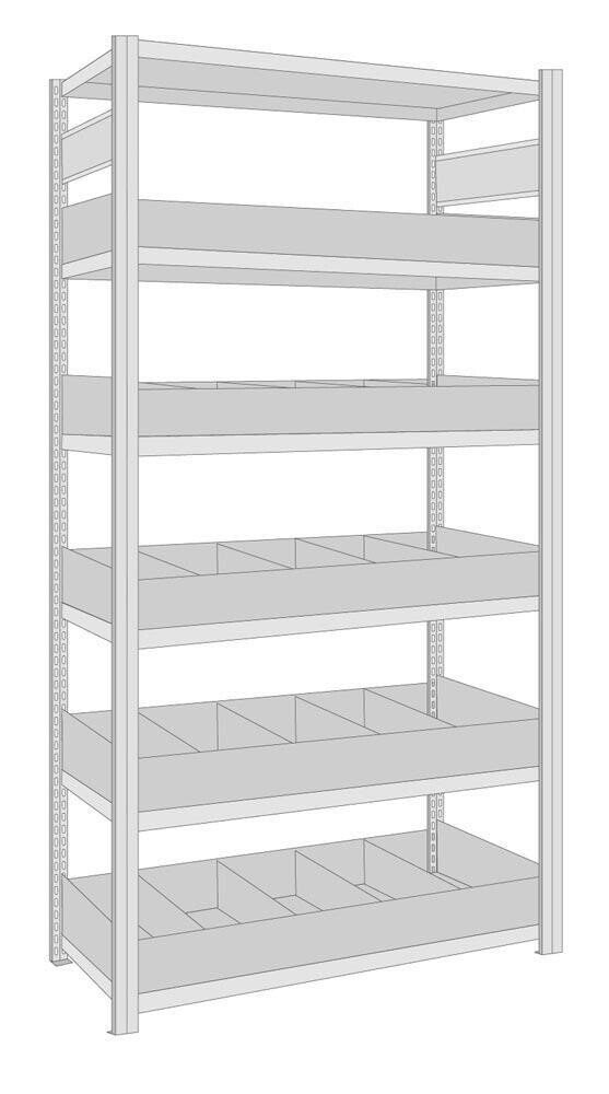 Kleinteileregal mit Schüttensets
