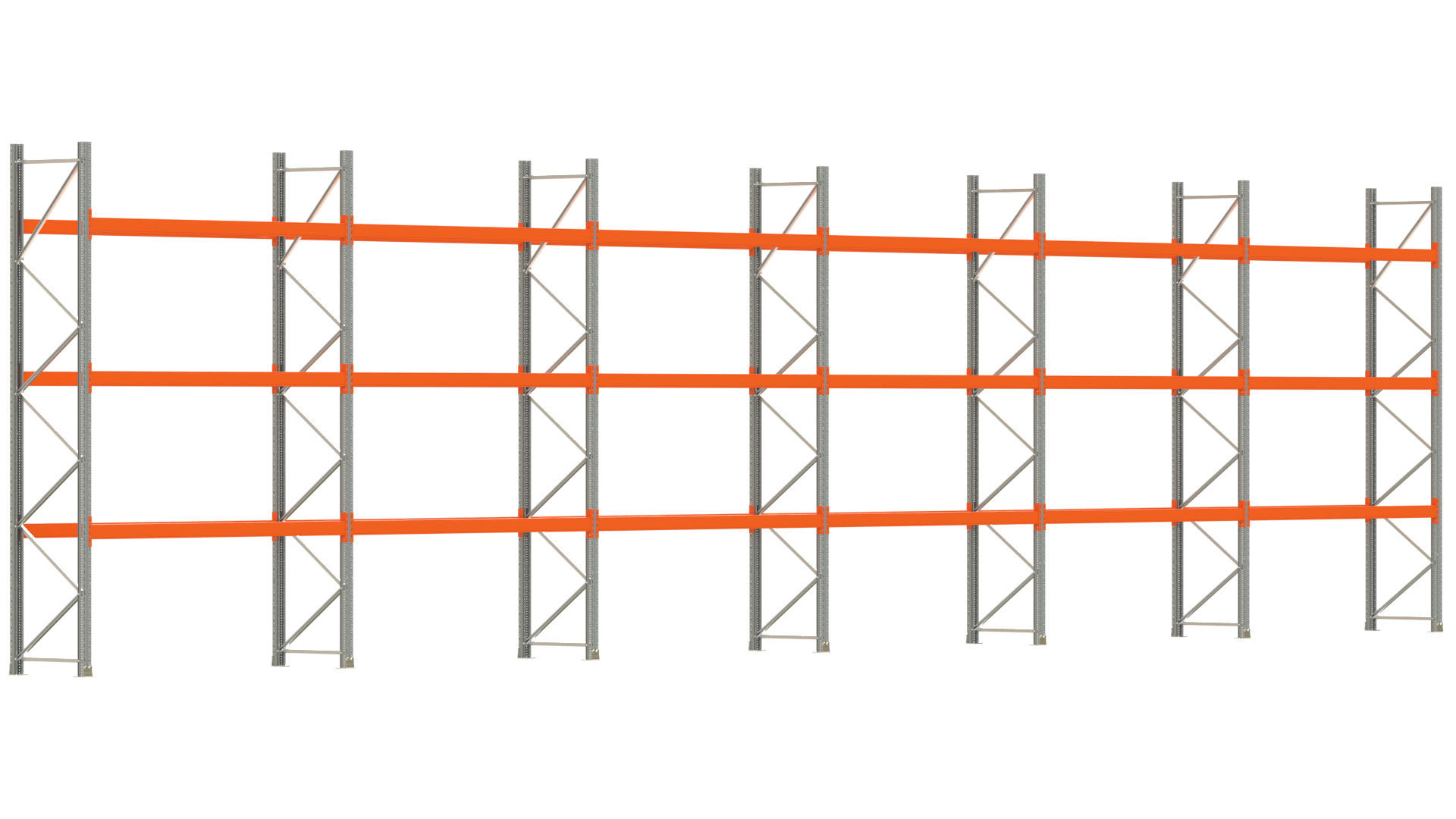 Palettenregal ARTUS - Breite 1679,5 cm - Höhe 400 cm - Tiefe 80 cm - Fachlast 2000 kg - 48 Palettenstellplätze