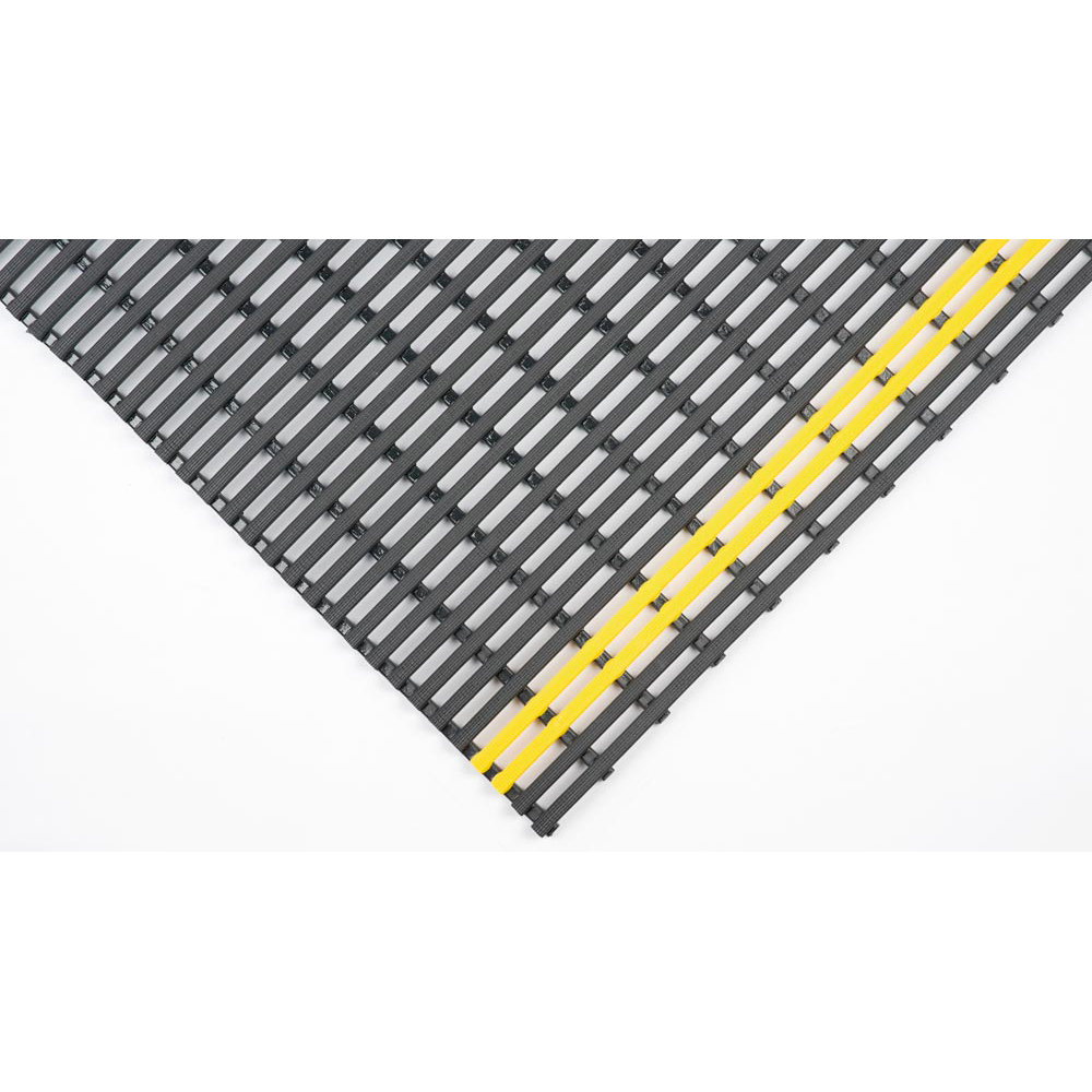 Arbeitsplatzmatte, Bodenschutzmatte, Industriematte, schwarz/gelb, Breite 600 mm (Bestellung 1 mtr = 1 Stück)