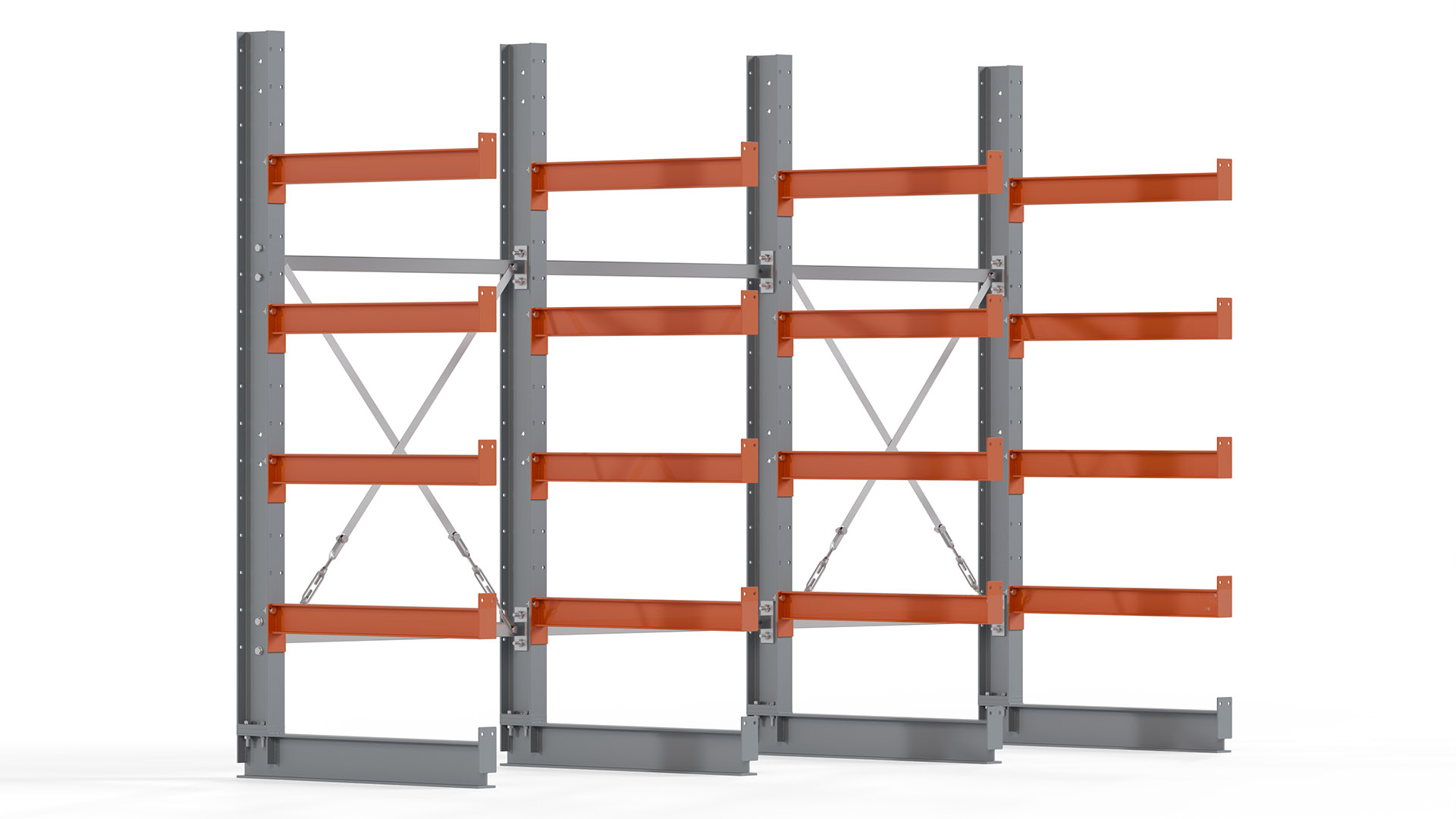 Kragarmregal KARL basic - lackiert - Breite: 300 cm - Höhe: 200 cm - Tiefe: 80 cm - Traglast je Kragarm: 550 kg - einseitig